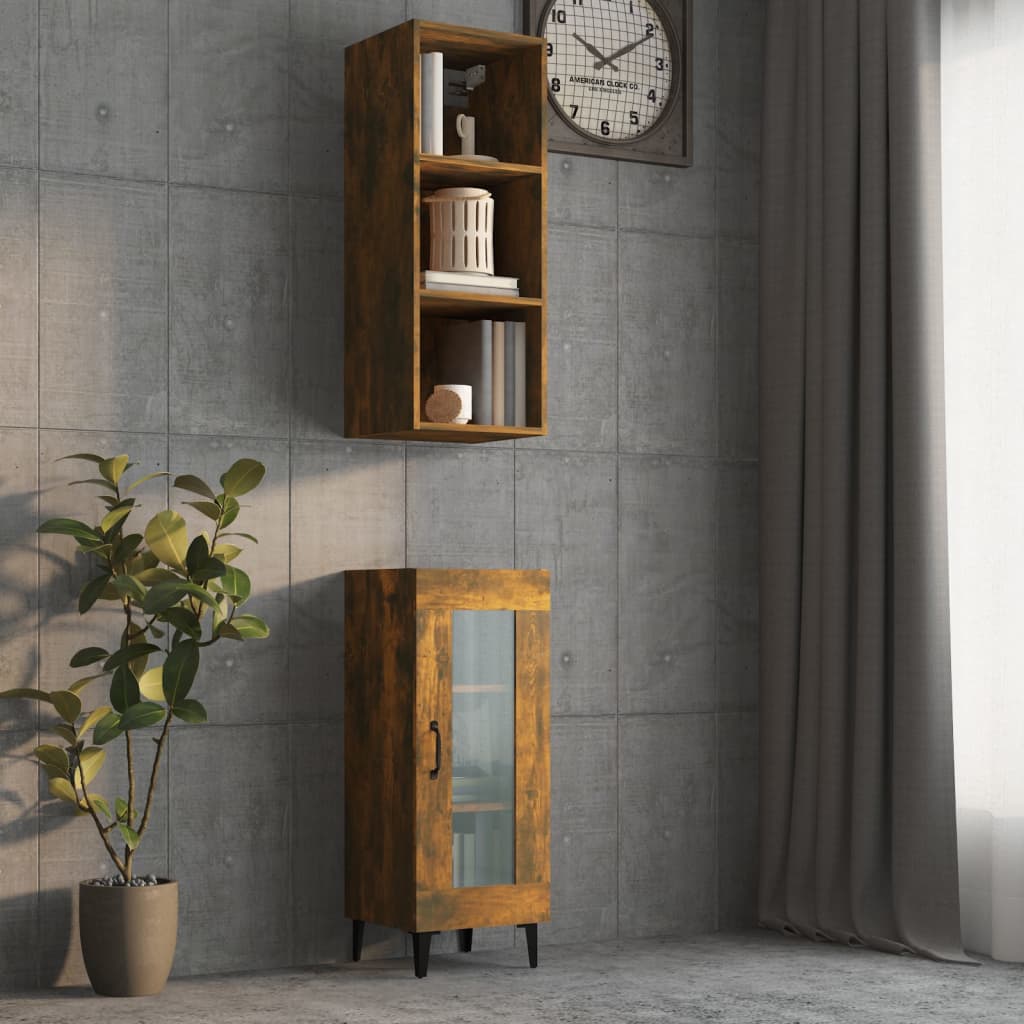 Armoire murale chêne fumé 34,5x32,5x90 cm matériau bois