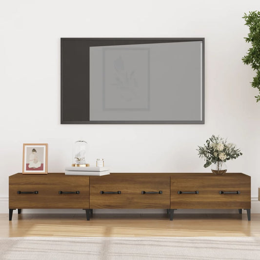 Meuble TV aspect chêne marron 150x34,5x30 cm matériau bois