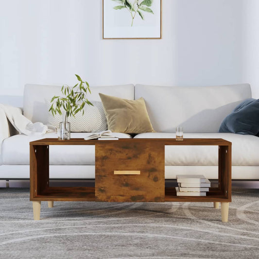 Coffee table smoked oak 102x50x40 cm wood material