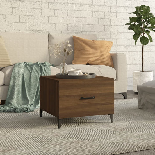 Coffee table with metal legs brown oak look 50x50x40 cm