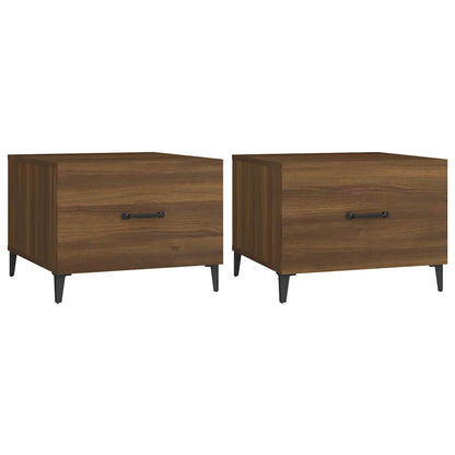 Couchtische Metallbeine 2 Stk. Braun Eichen-Optik 50x50x40 cm