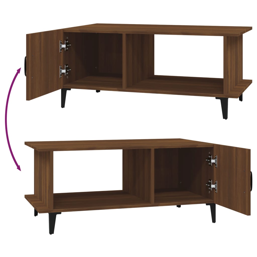 Table basse aspect chêne marron 90x50x40 cm en bois