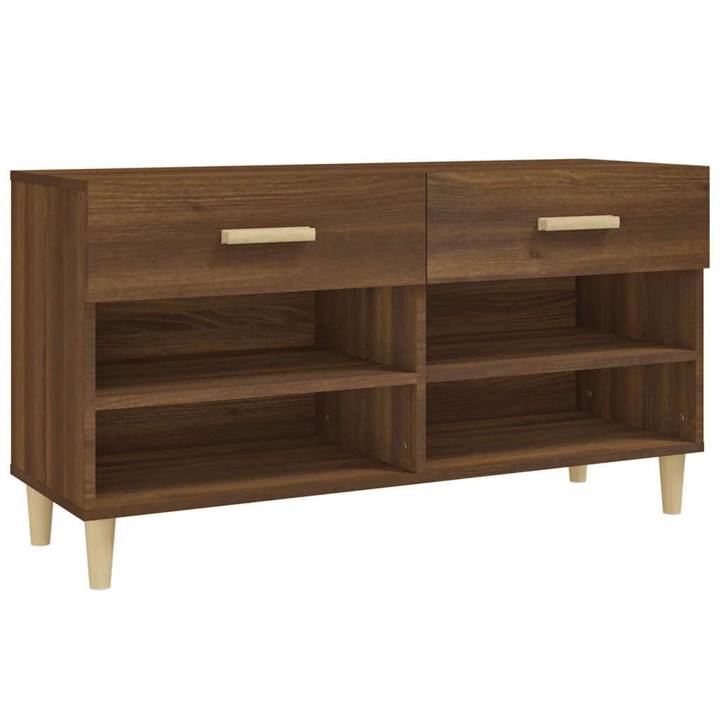 Shoe Cabinet Brown Oak Look 102x35x55 cm Wood Material