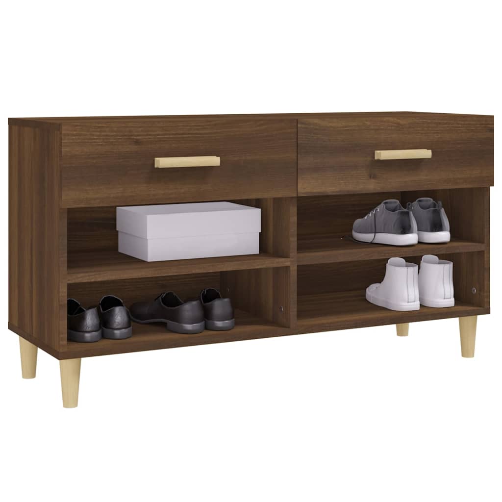 Shoe Cabinet Brown Oak Look 102x35x55 cm Wood Material