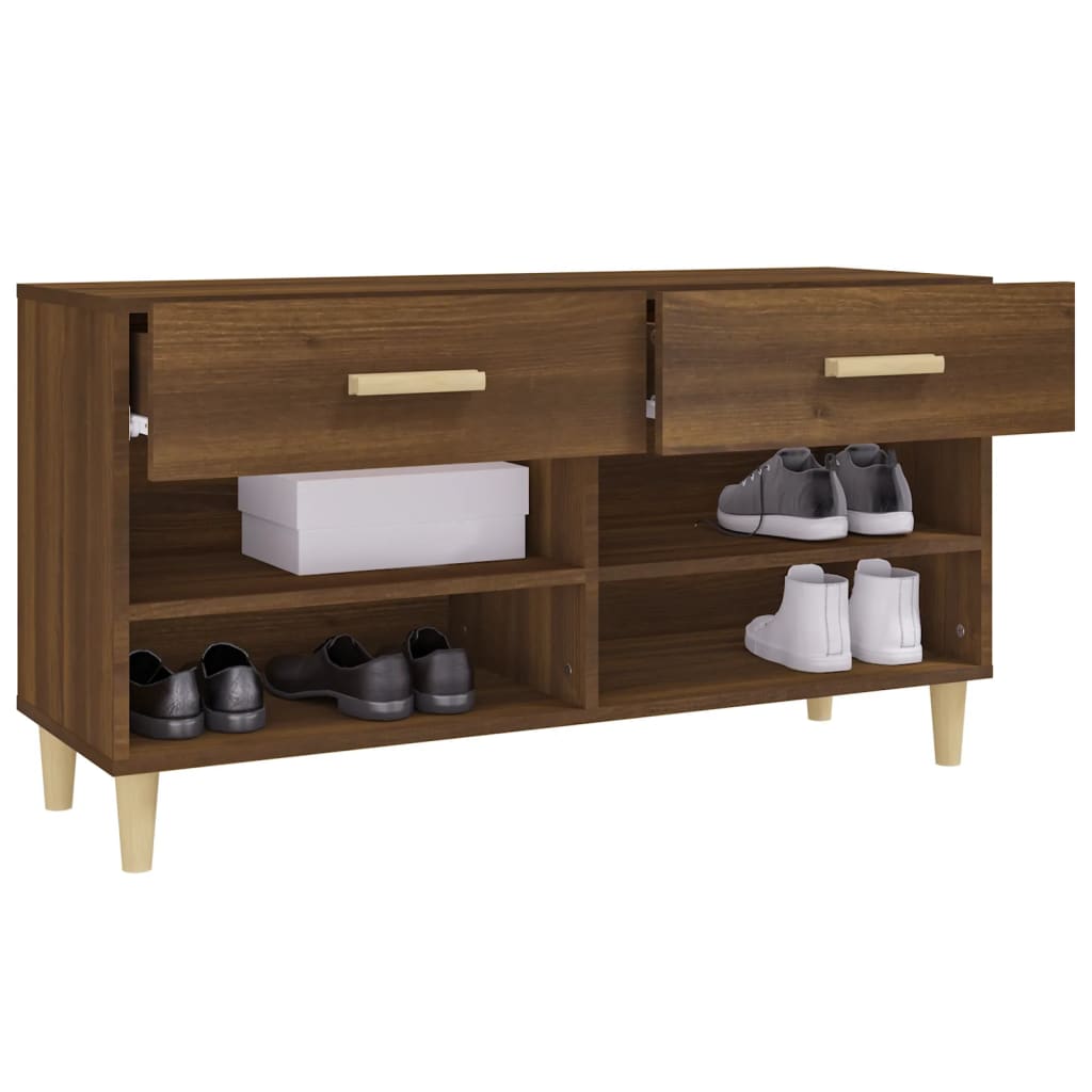 Shoe Cabinet Brown Oak Look 102x35x55 cm Wood Material