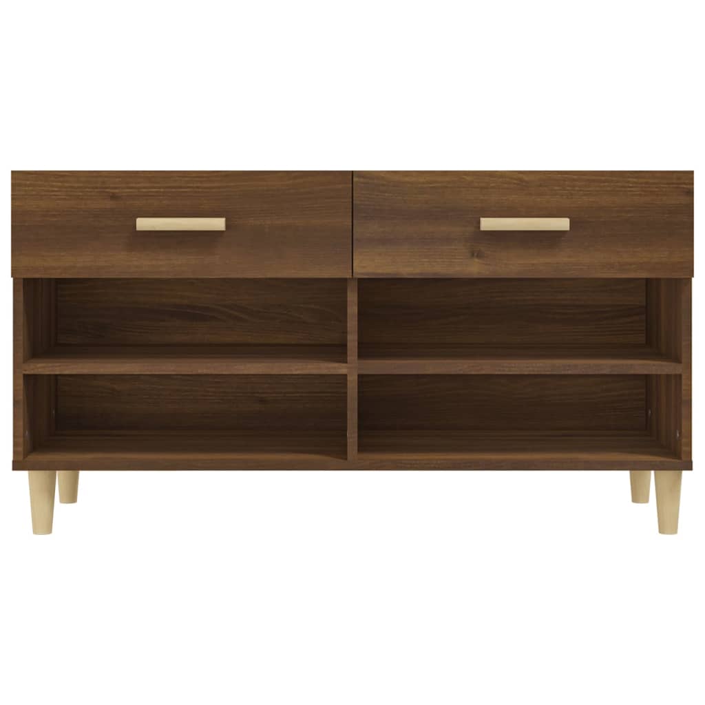 Shoe Cabinet Brown Oak Look 102x35x55 cm Wood Material
