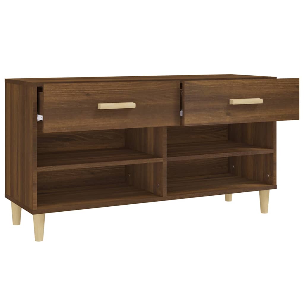 Shoe Cabinet Brown Oak Look 102x35x55 cm Wood Material