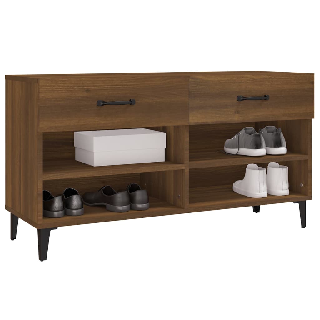 Shoe Cabinet Brown Oak Look 102x35x55 cm Wood Material