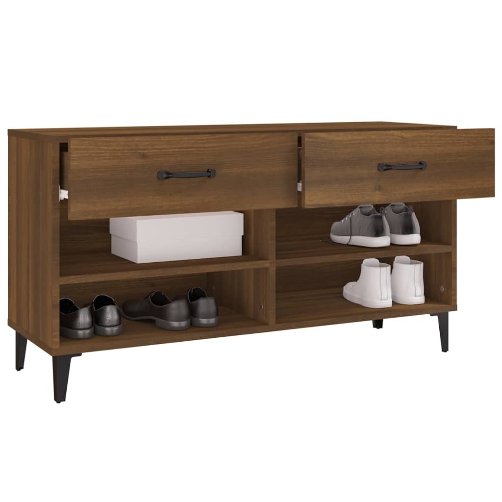 Shoe Cabinet Brown Oak Look 102x35x55 cm Wood Material