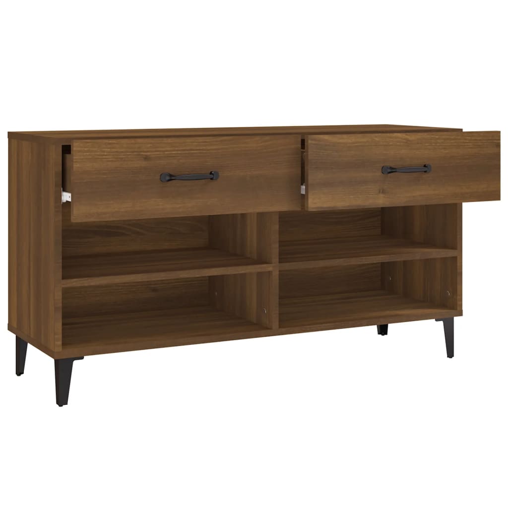 Shoe Cabinet Brown Oak Look 102x35x55 cm Wood Material
