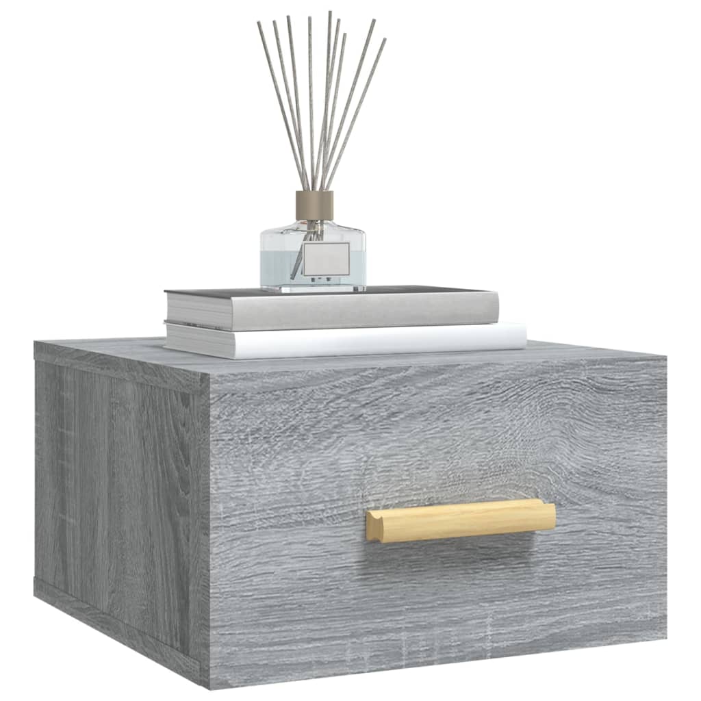 Wand-Nachttische 2 Stk. Grau Sonoma 35x35x20 cm