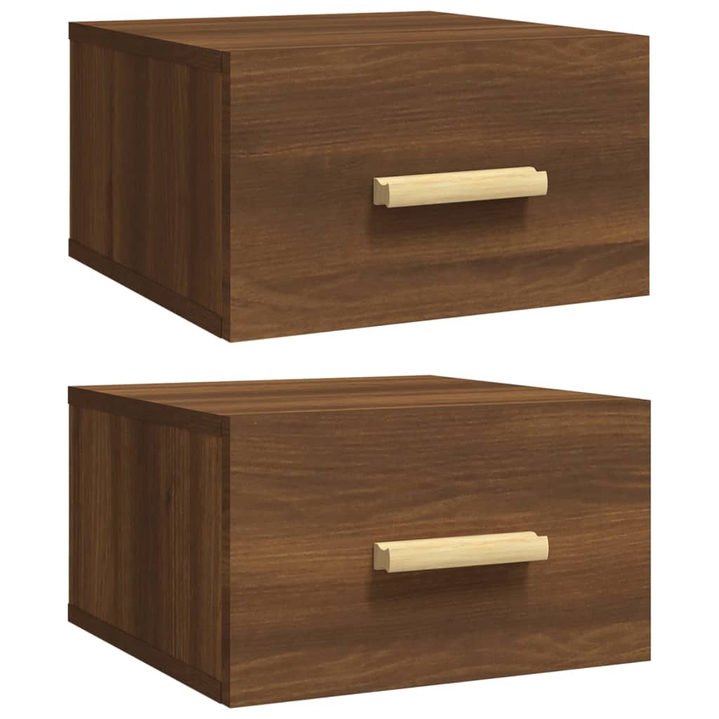 Tables de chevet murales 2 pcs. Aspect chêne marron 35x35x20 cm