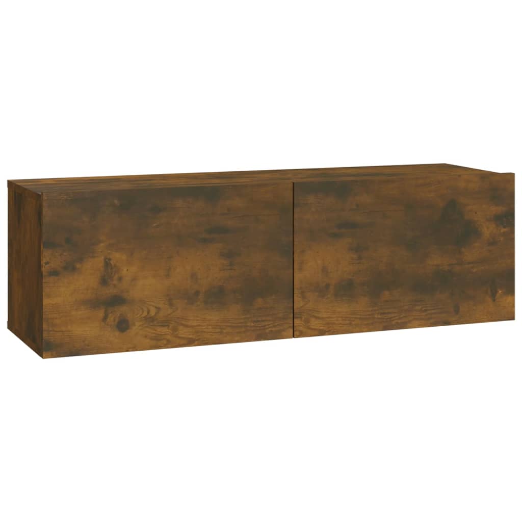 Meubles muraux TV 2 pièces Chêne fumé 100x30x30 cm matériau bois.