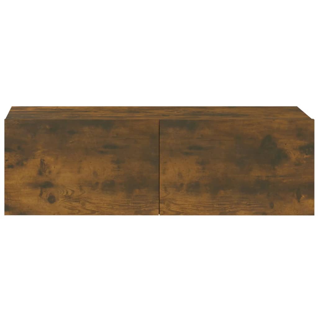 Meubles muraux TV 2 pièces Chêne fumé 100x30x30 cm matériau bois.