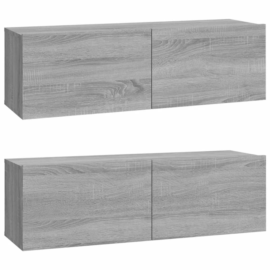 Armoires murales TV 2 pcs. Gris Sonoma 100x30x30 cm matériau bois