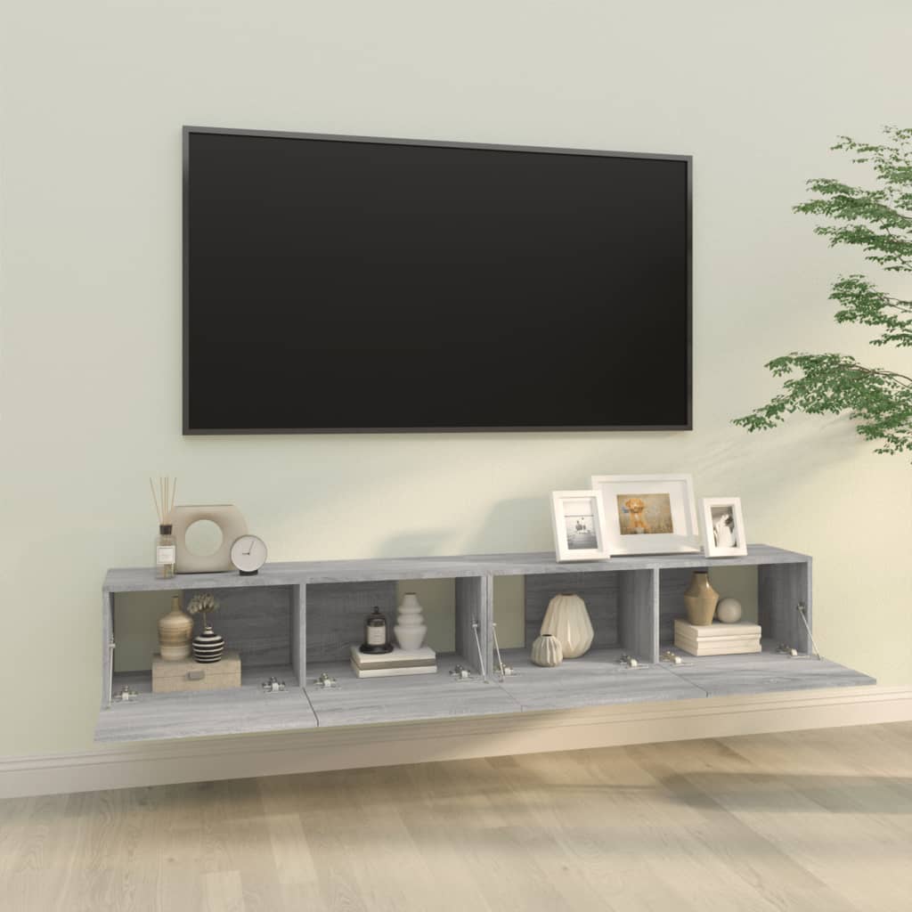 Armoires murales TV 2 pcs. Gris Sonoma 100x30x30 cm matériau bois