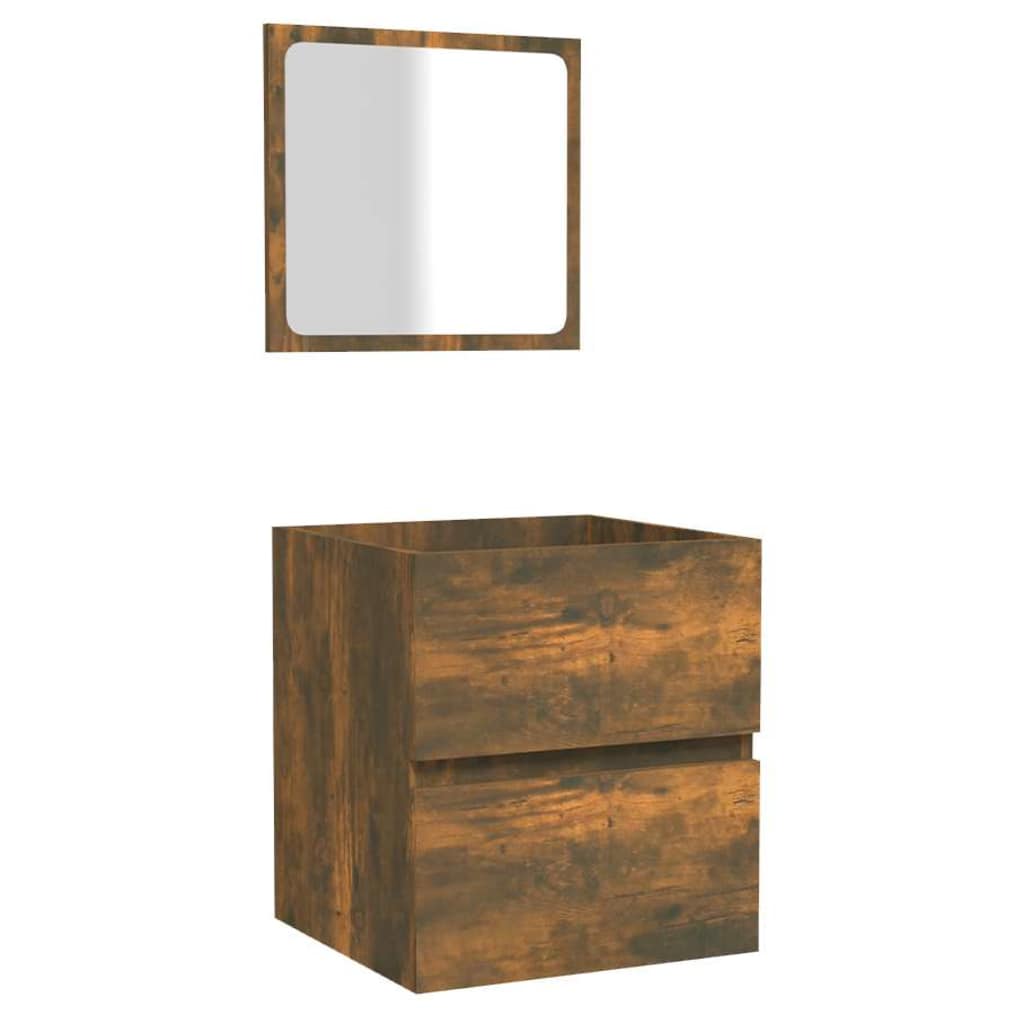 Badschrank mit Spiegel Räuchereiche Holzwerkstoff