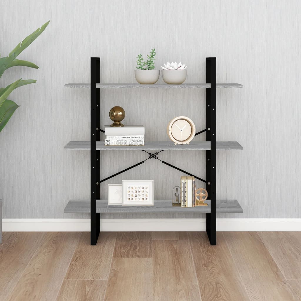 Bookshelf Gray Sonoma 100x30x105 cm Wood Material