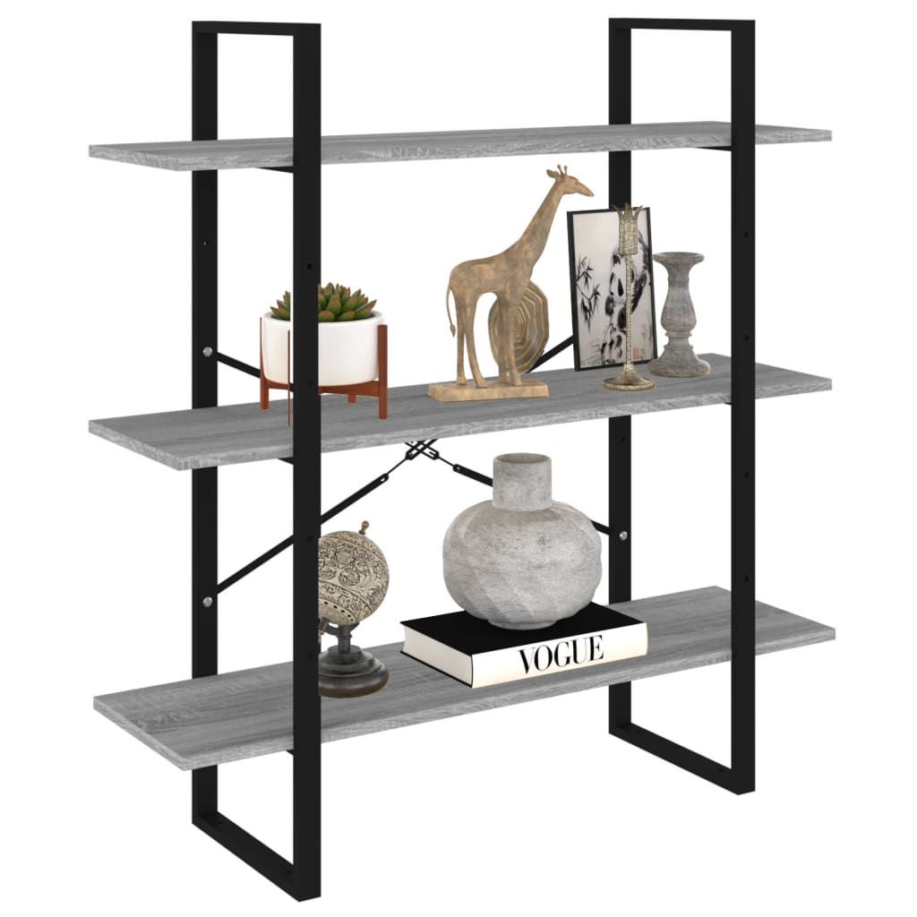 Bookshelf Gray Sonoma 100x30x105 cm Wood Material