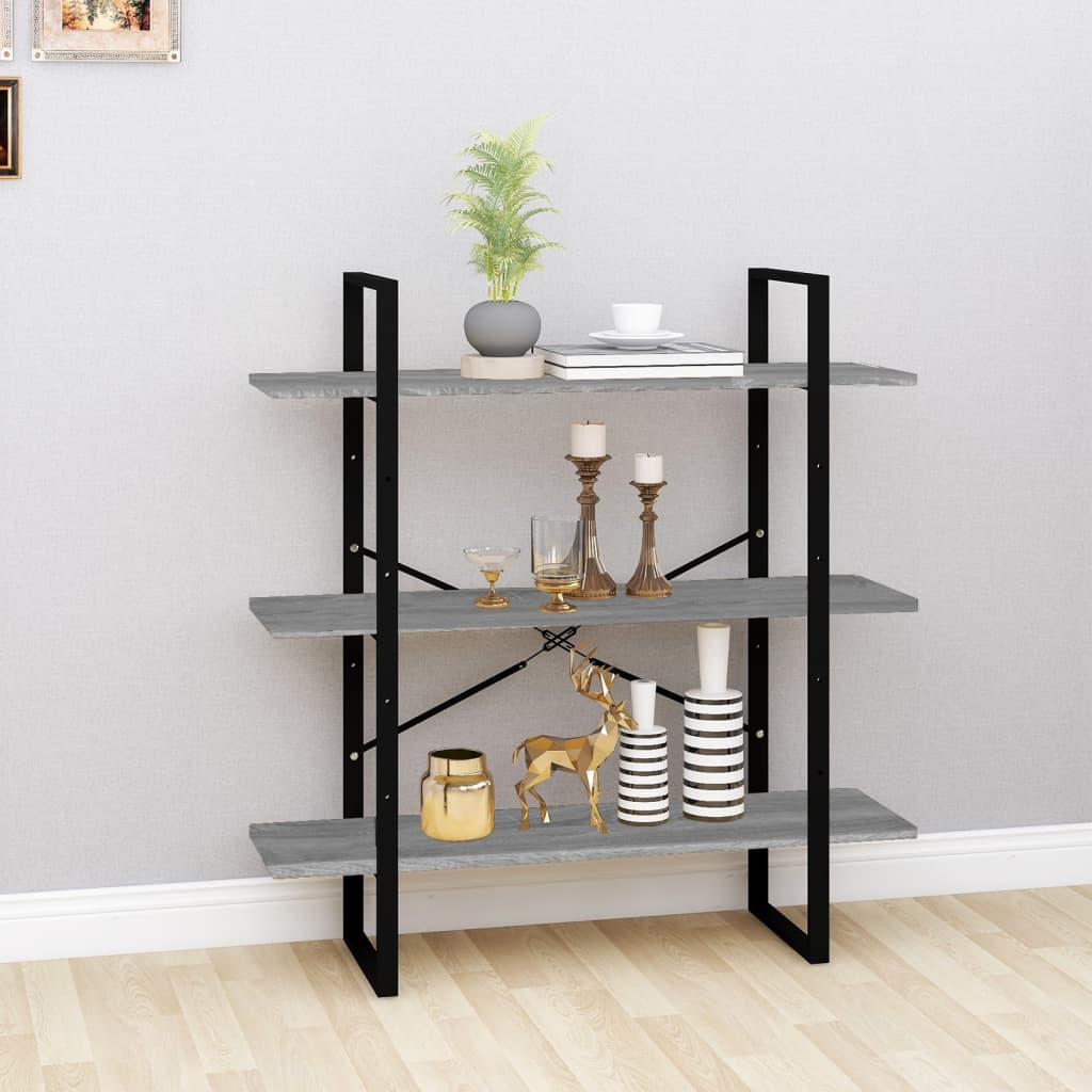 Bookshelf Gray Sonoma 100x30x105 cm Wood Material