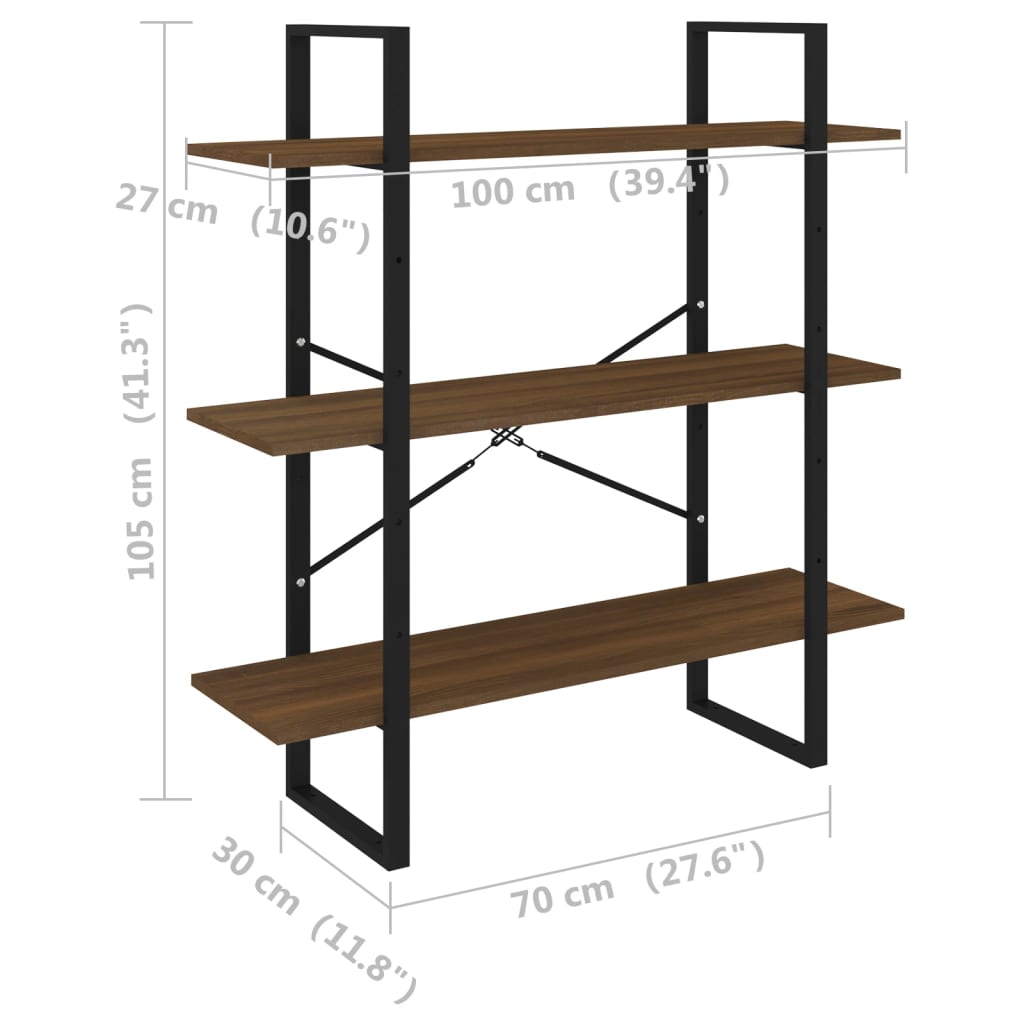 Bookshelf Brown Oak Look 100x30x105 cm Wood Material