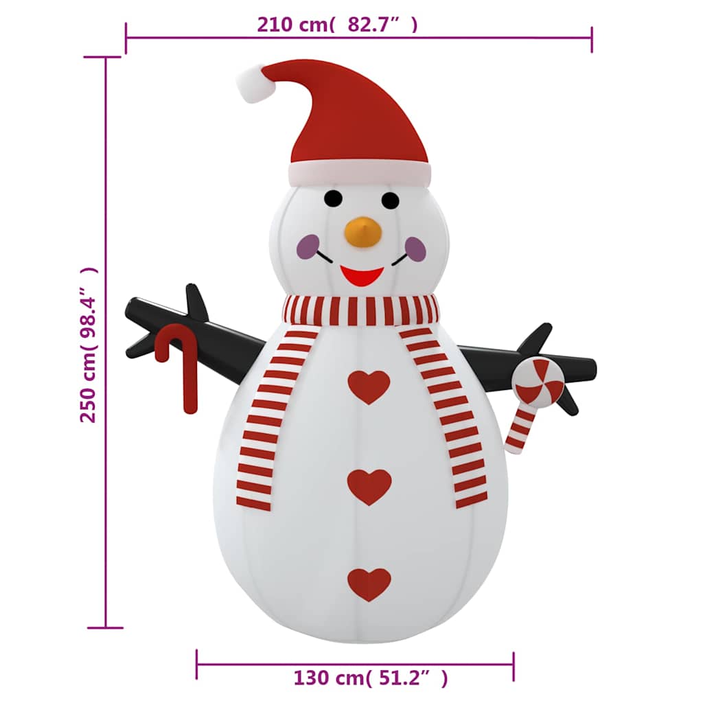 Aufblasbarer Schneemann mit LEDs 250 cm