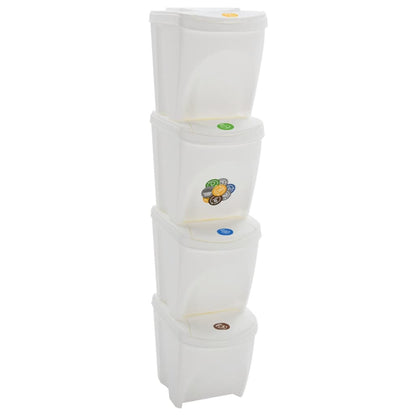 Stapelbare Mülleimer 4 Stk. Weiß 100 L Polypropylen