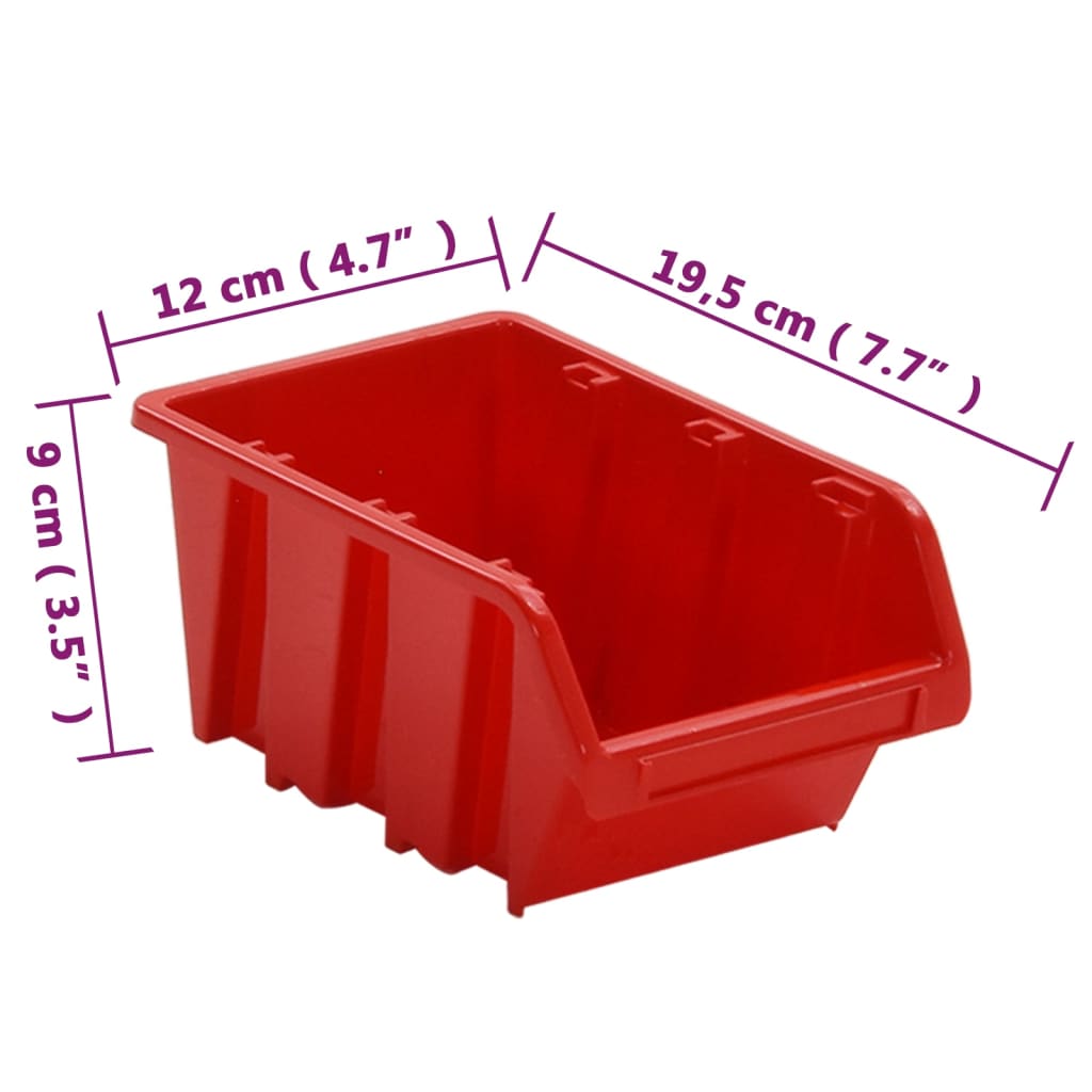 26-tlg Stapelboxen-Wandregal Rot & Schwarz 77x39cm Polypropylen