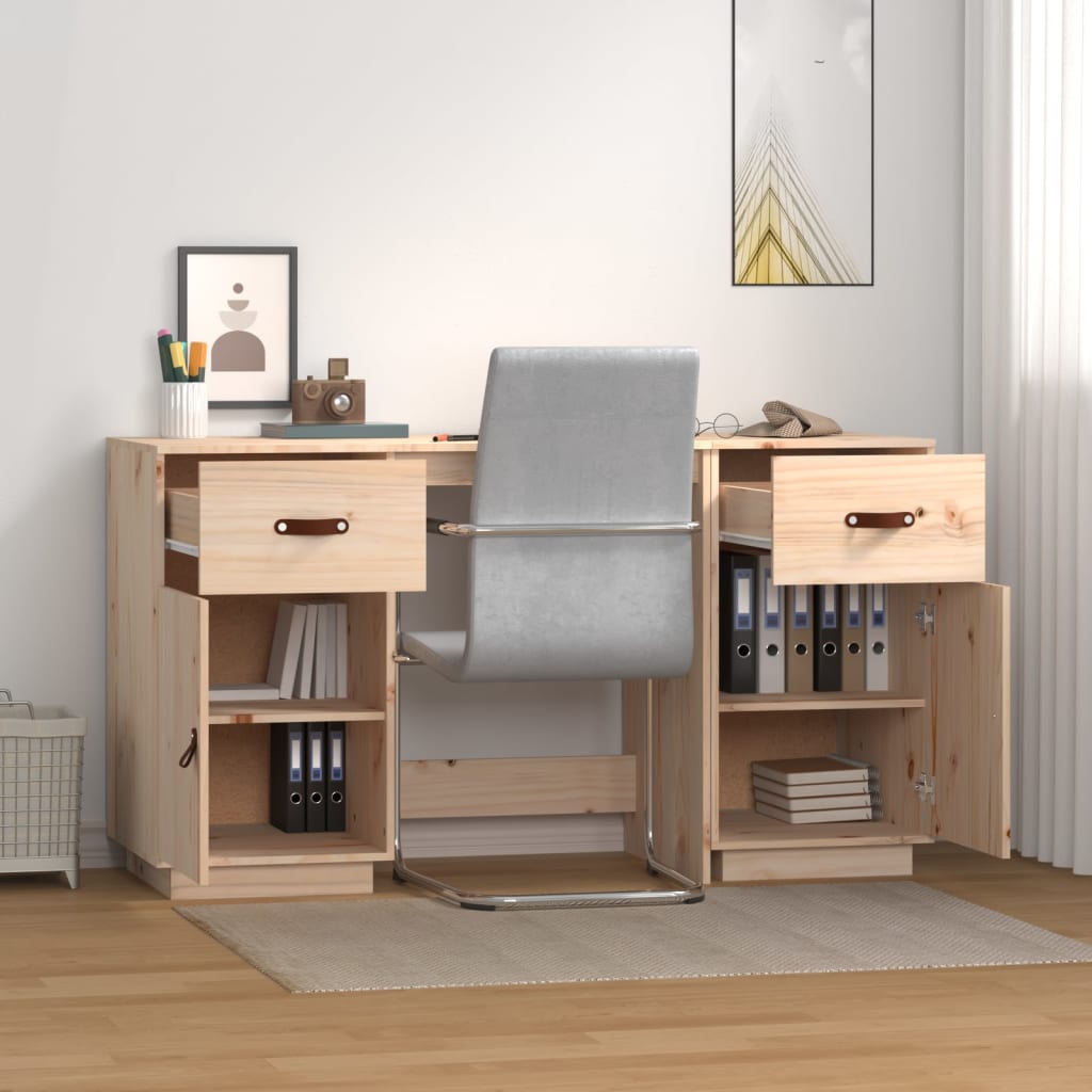 Bureau avec armoires 135x50x75 cm en pin massif