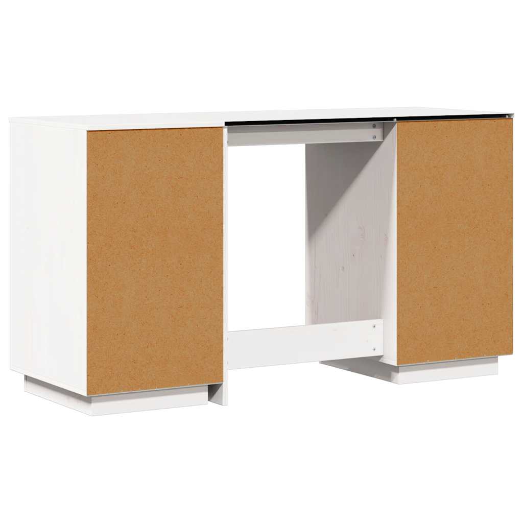 Schreibtisch mit Schränken Weiß 135x50x75 cm Massivholz Kiefer