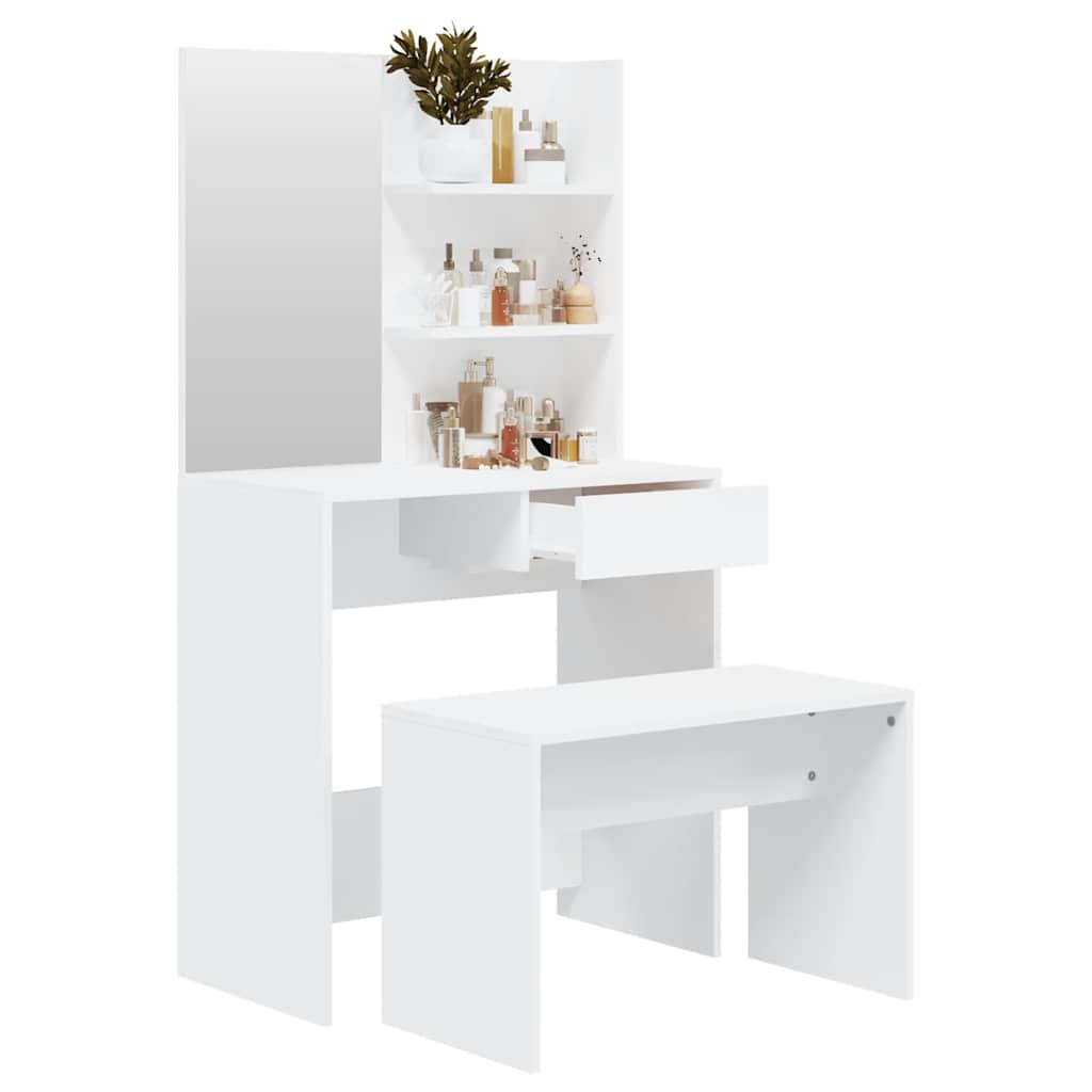 Schminktisch-Set Weiß 74,5x40x141 cm