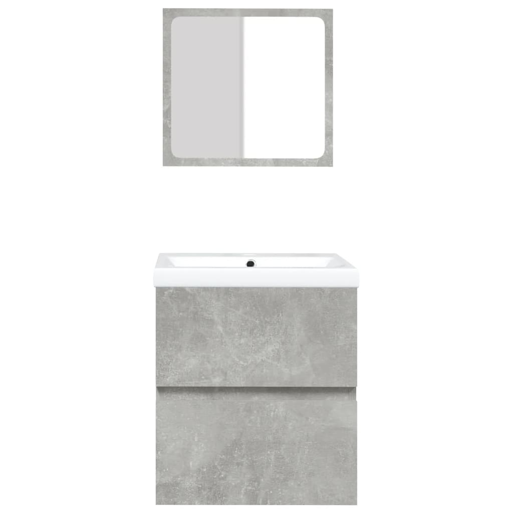 Waschbeckenunterschrank mit Waschbecken und Spiegel Betongrau