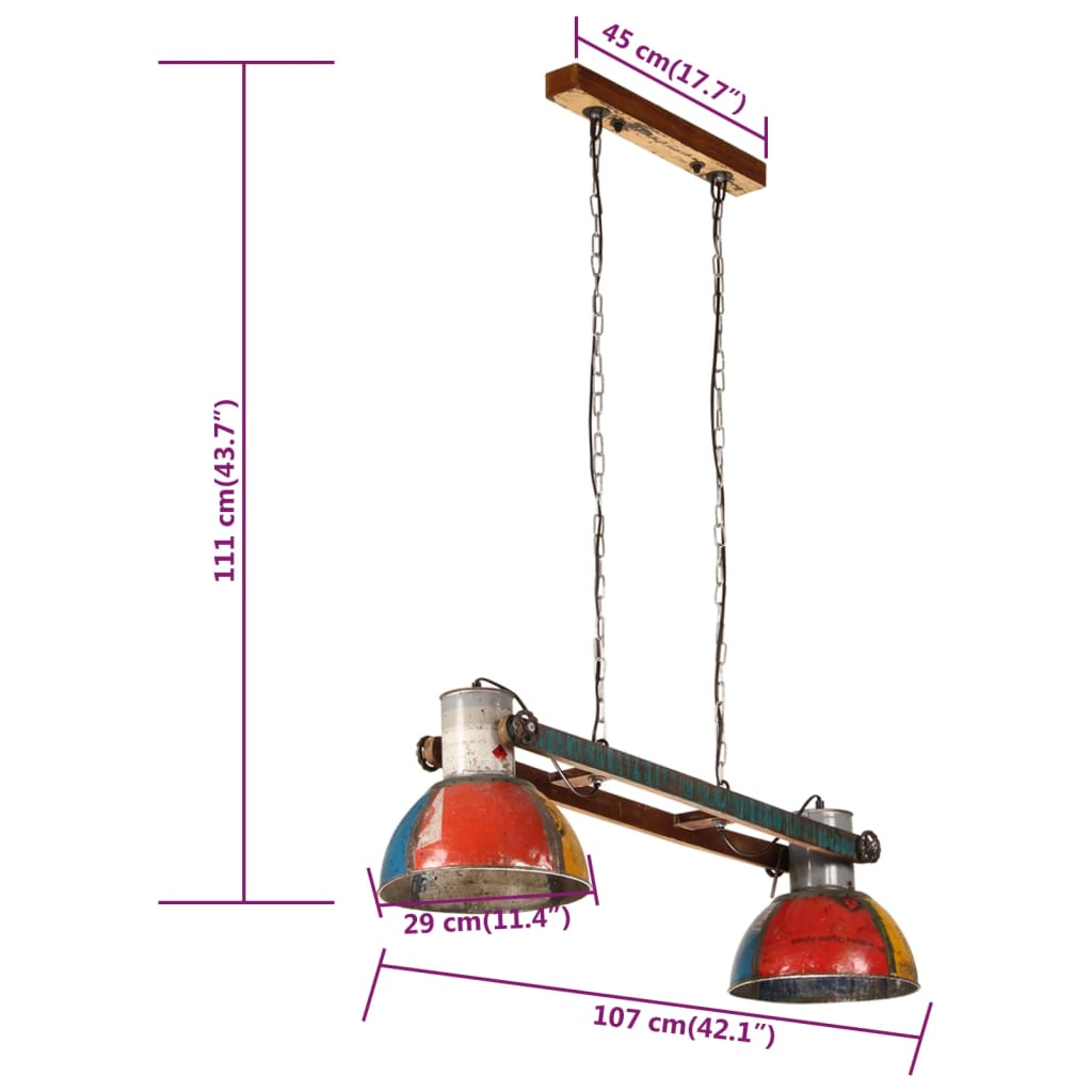 Hängelampe Industrie-Stil 25 W Mehrfarbig 111 cm E27