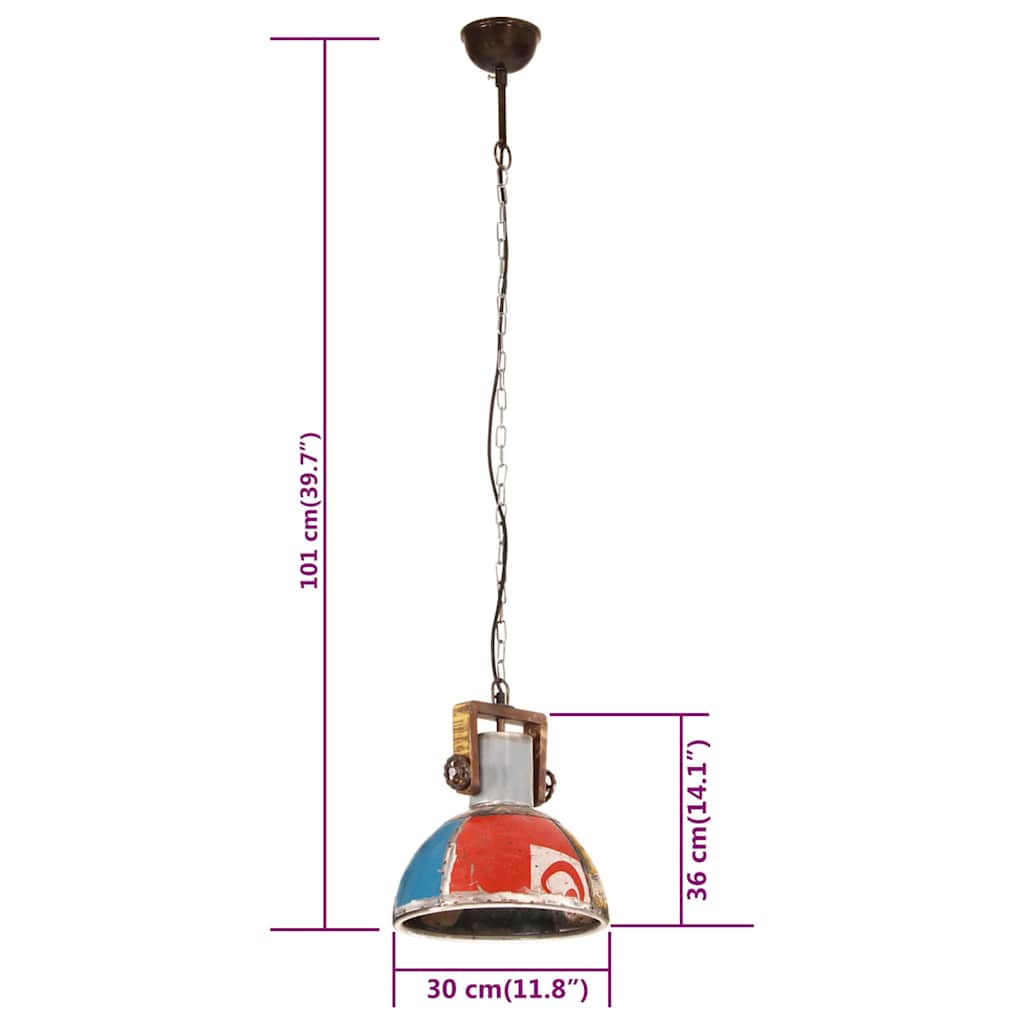 Hängelampe Industrie-Stil 25 W Mehrfarbig Rund 30 cm E27