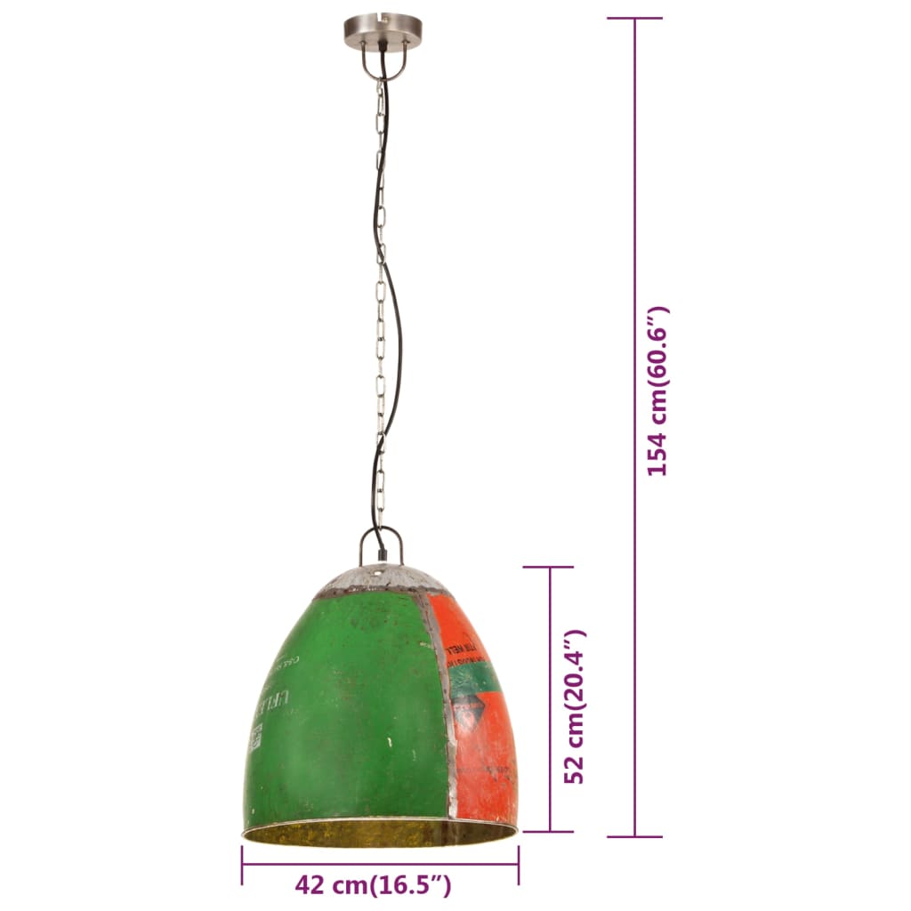 Hängelampe Industrie-Stil 25 W Mehrfarbig Rund 42 cm E27