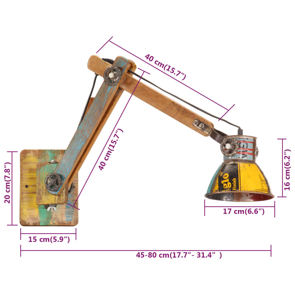 Wandleuchte Industrie-Stil Mehrfarbig Rund E27