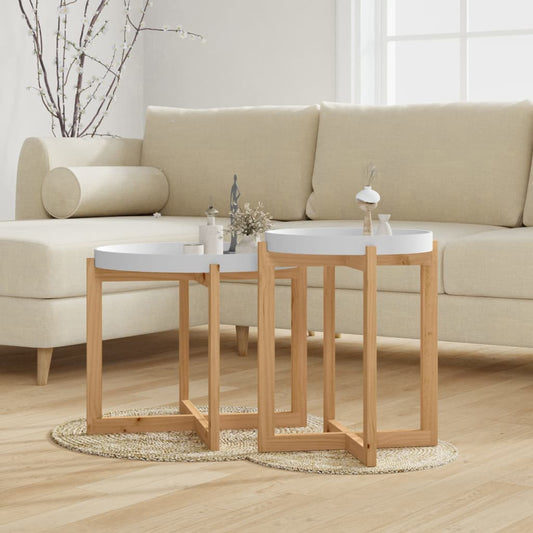 Couchtische 2 Stk. Weiß Holzwerkstoff und Massivholz Kiefer