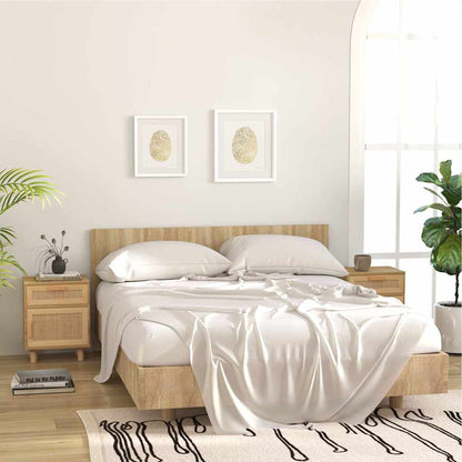 Nachttische 2 Stk. Braun Massivholz Kiefer und Natur-Rattan
