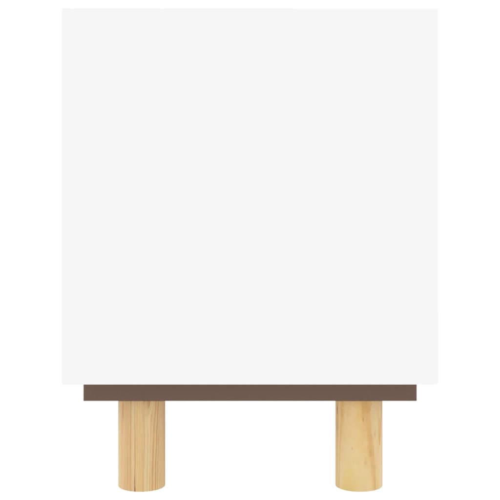 Meuble TV blanc 105x30x40 cm pin massif rotin naturel