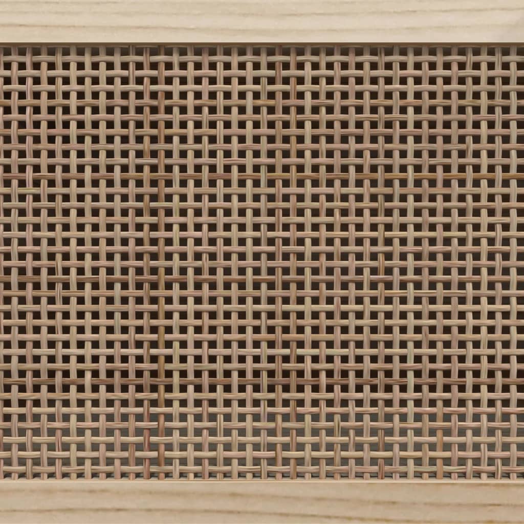 Meuble TV blanc 105x30x40 cm pin massif rotin naturel