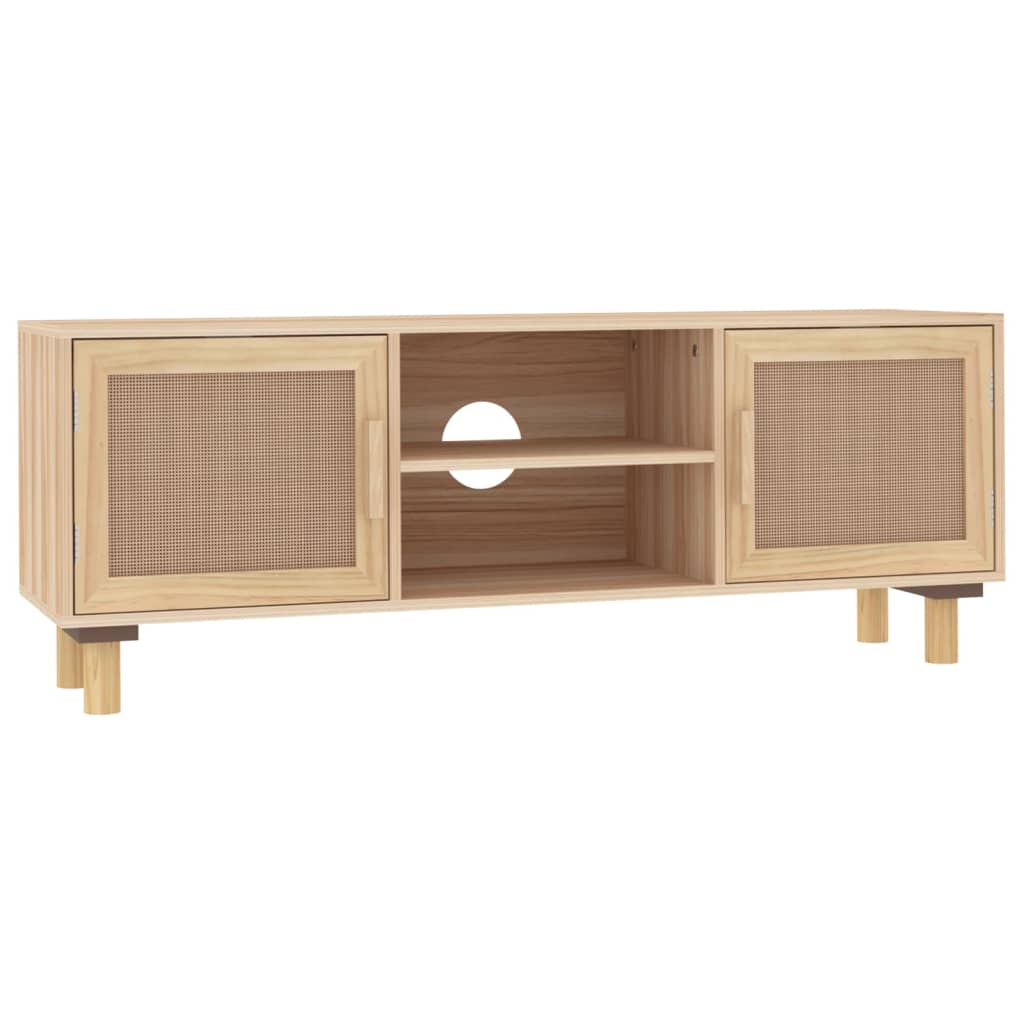 TV-Schrank Braun 105x30x40 cm Massivholz Kiefer Natur-Rattan