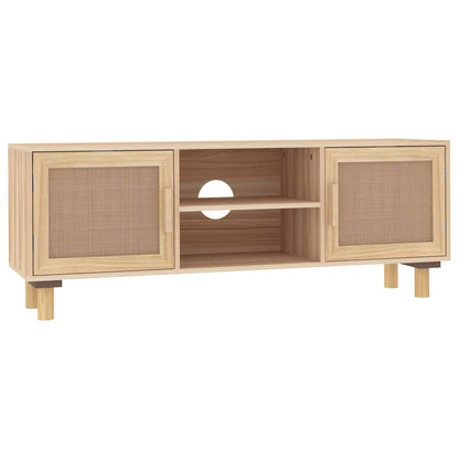 TV-Schrank Braun 105x30x40 cm Massivholz Kiefer Natur-Rattan