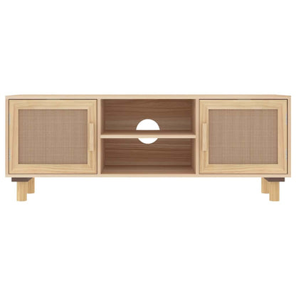 TV-Schrank Braun 105x30x40 cm Massivholz Kiefer Natur-Rattan