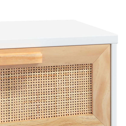 Konsolentisch Weiß 80x30x75 cm Massivholz Kiefer Natur-Rattan