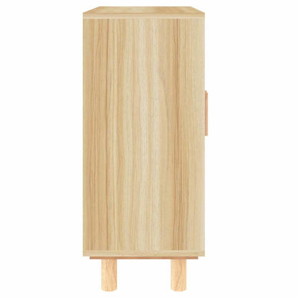 Sideboard Braun 60x30x70 cm Massivholz Kiefer und Natur-Rattan