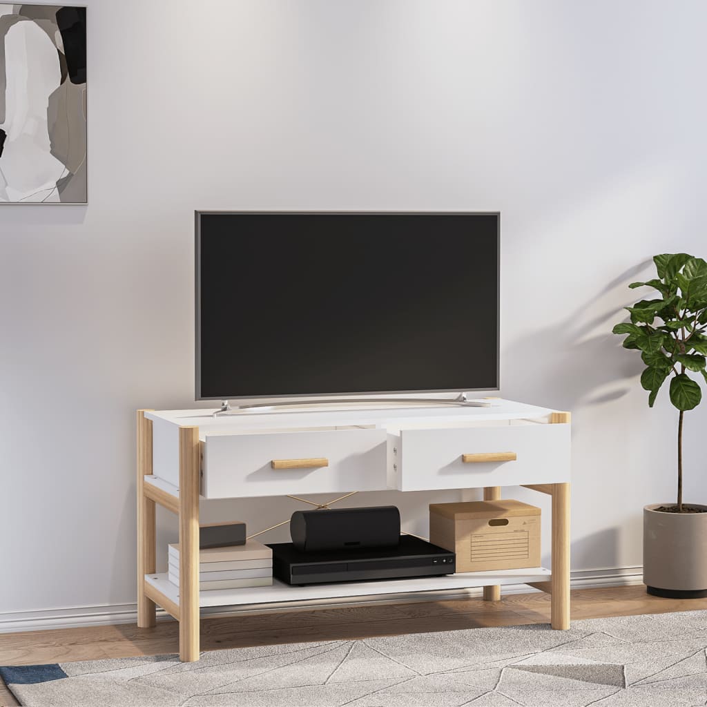 Meuble TV blanc 82x38x45 cm en matériau à base de bois