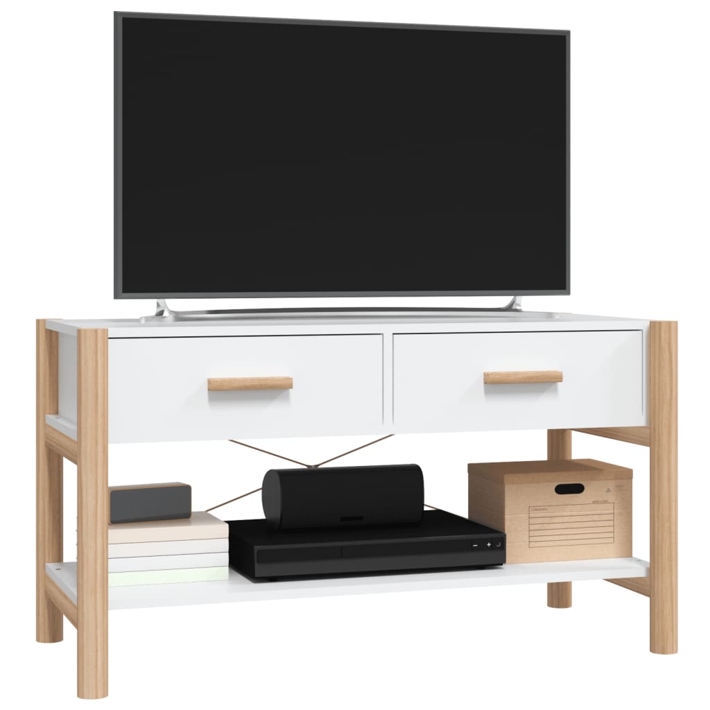 Meuble TV blanc 82x38x45 cm en matériau à base de bois