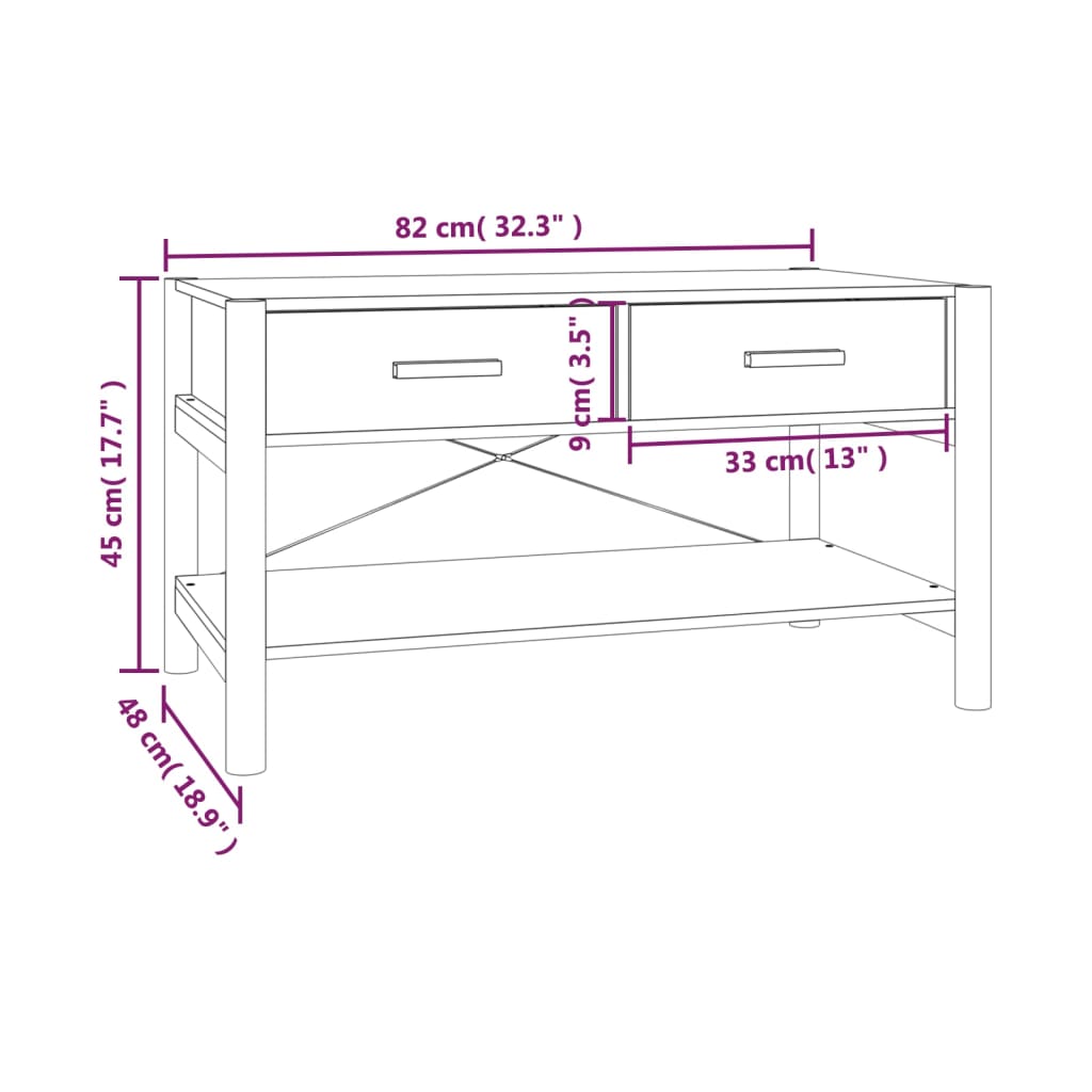 Couchtisch 82x48x45 cm Holzwerkstoff
