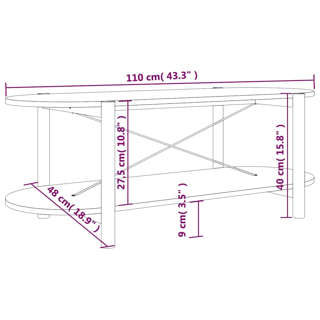 Couchtisch Weiß 110x48x40 cm Holzwerkstoff