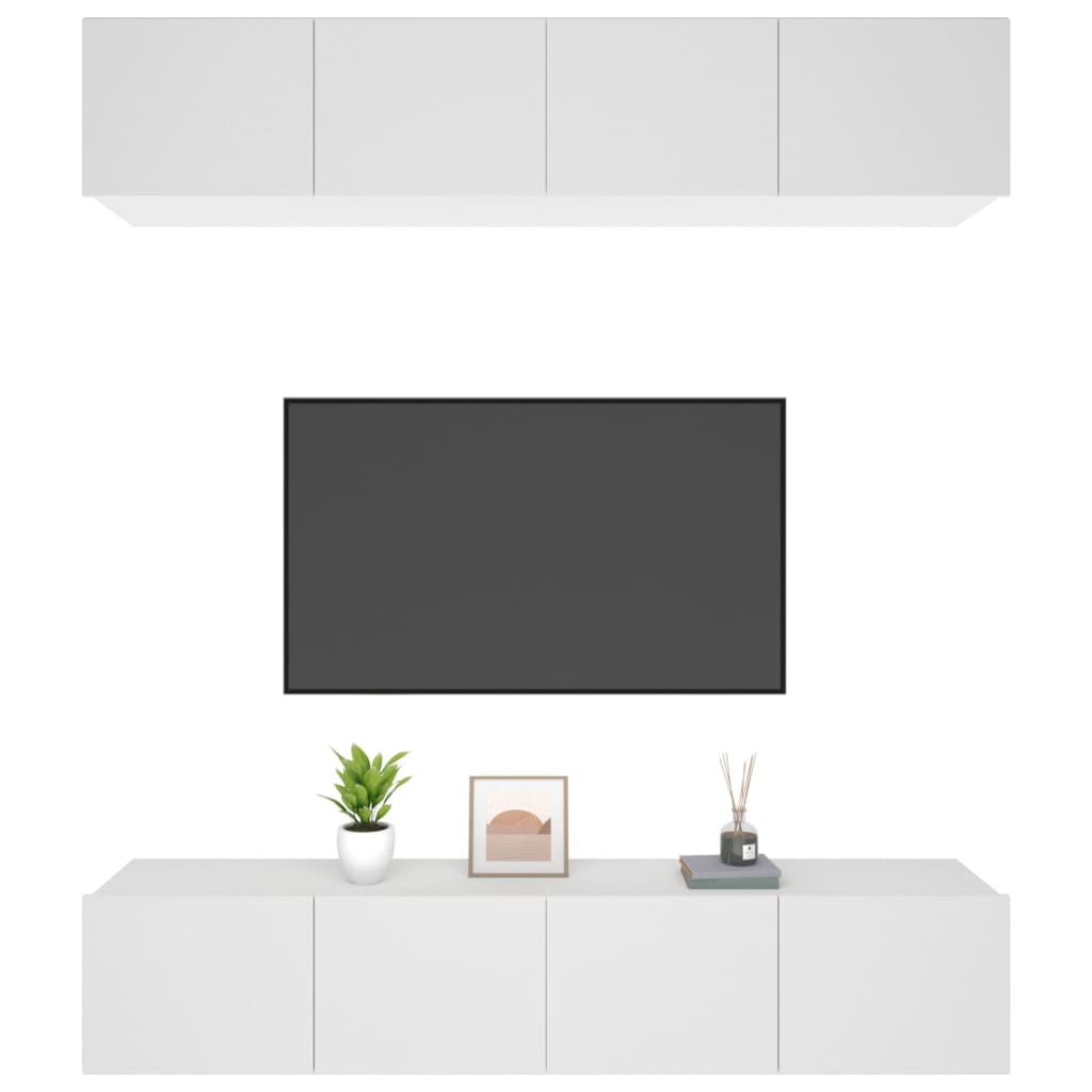 Meubles TV 4 pièces, blanc, 80 x 30 x 30 cm, matériau à base de bois